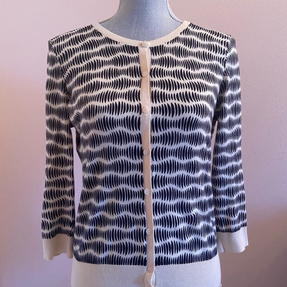 Halogen Black and Cream Patterned Cardigan